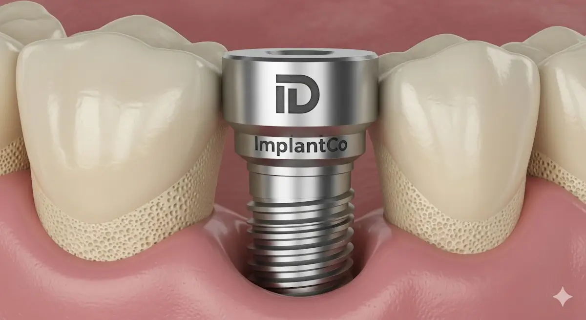 dişler arasında bir implant ve marka görünen görsel